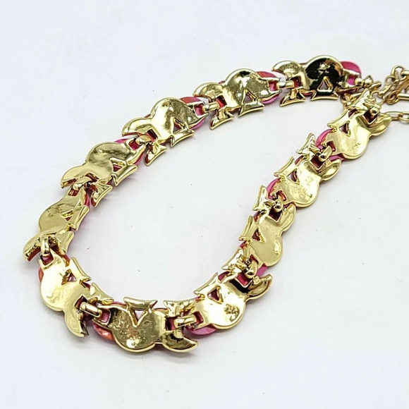 Pink Thermoset Beige Enamel Gold Tone Mid Century - Picture 5 of 5